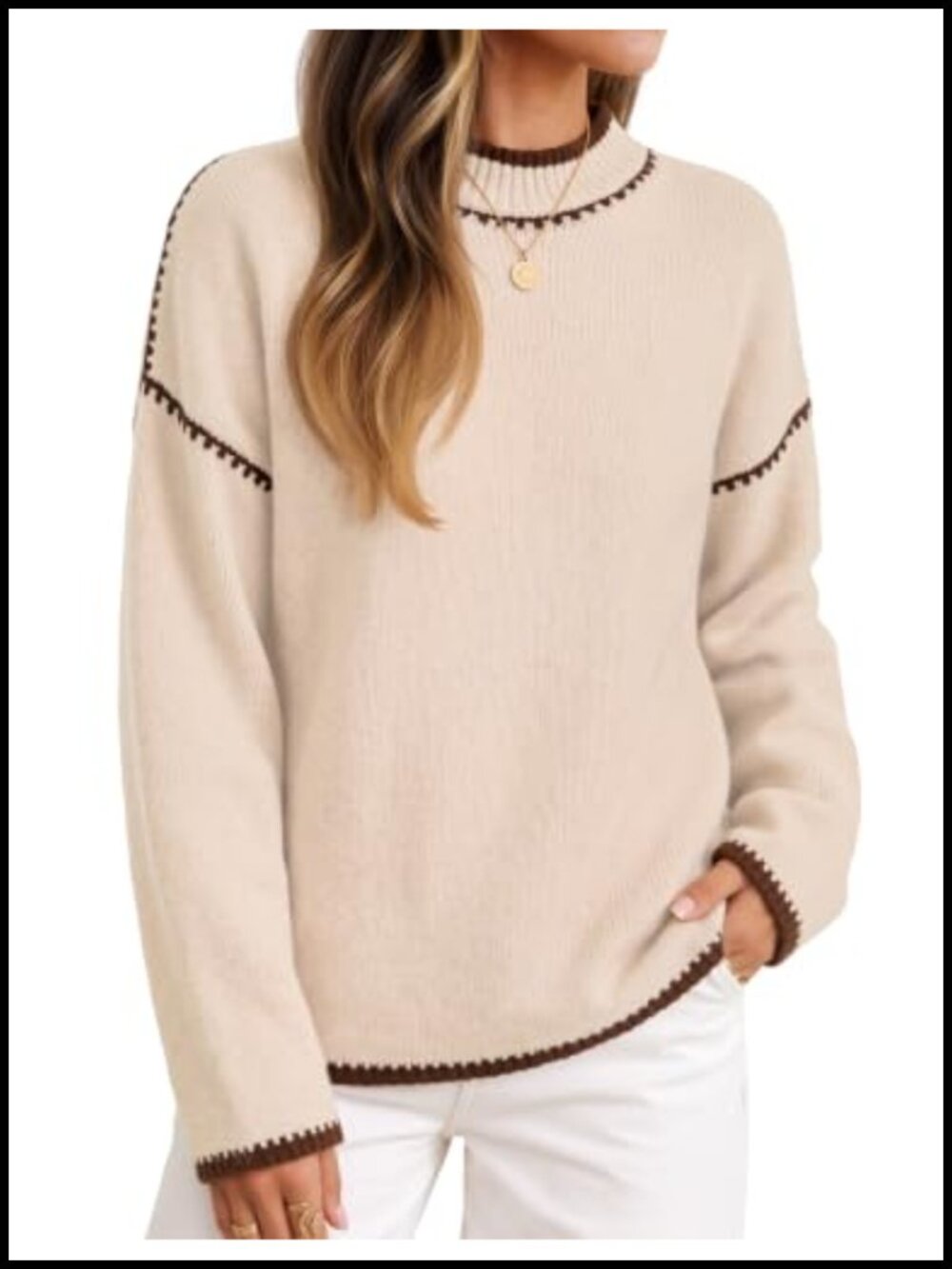 Oversized Mock Neck Sweater Pullover for Women